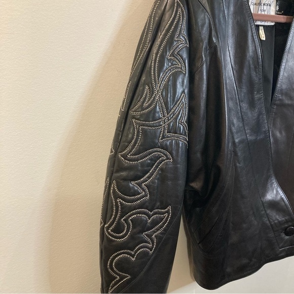 CLAUDE  MONTANA Sz 40 Fall/Winter 1984 Lambskin Leather Western Fringe Jacket - Picture 3 of 16